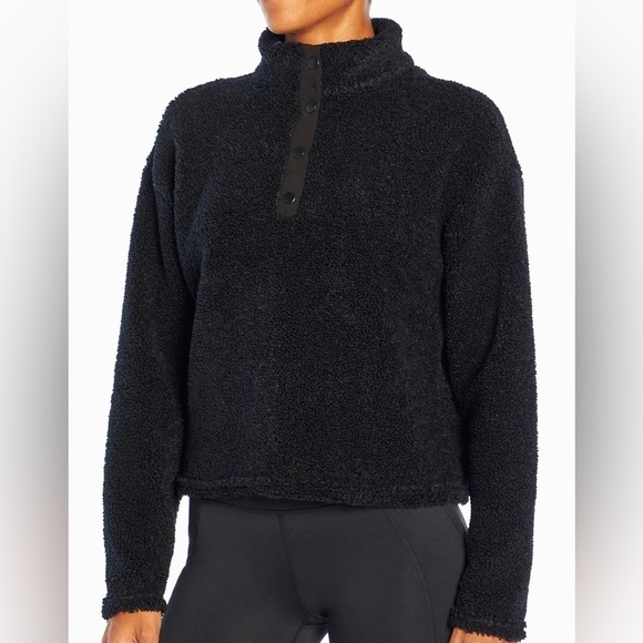 NWT Marika Black Sherpa Pullover Sweatshirt Large - Picture 1 of 5